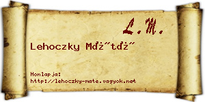 Lehoczky Máté névjegykártya